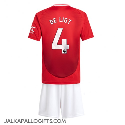 Manchester United Matthijs de Ligt #4 Koti Peliasu Lasten 2024-25 Lyhythihainen (+ Lyhyet housut)